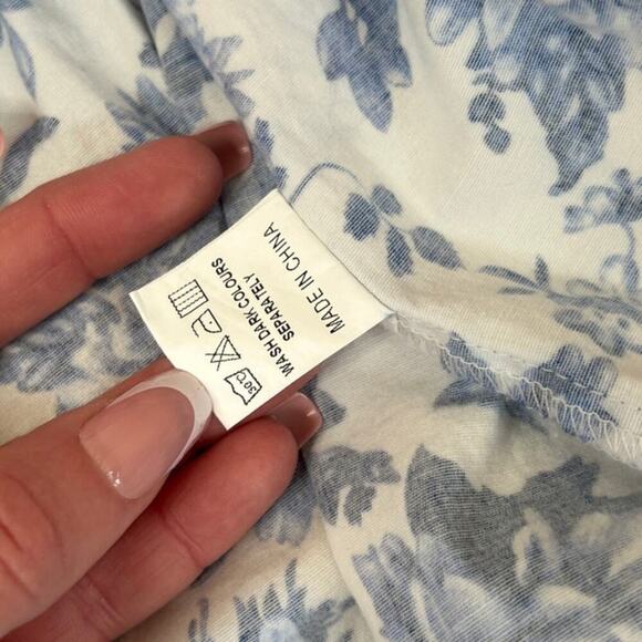 White Blue Harajuku Floral Skirts Women's Punk Cotton Vintage Pleated Skirt SZ S - Picture 8 of 10